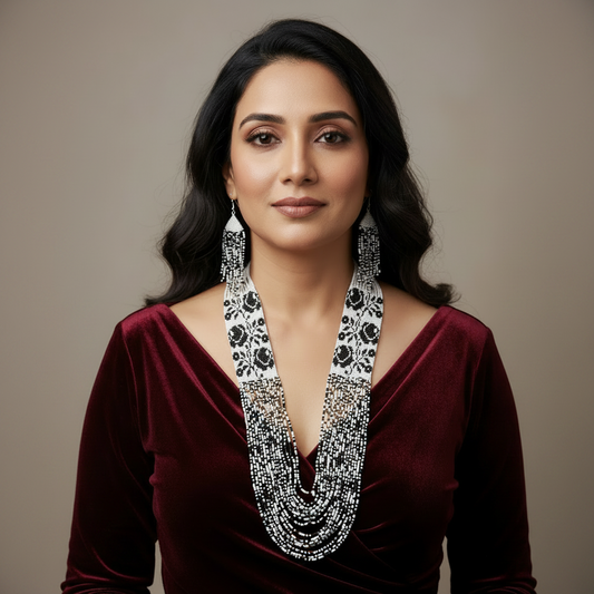 Arohi rose bead layer necklace set