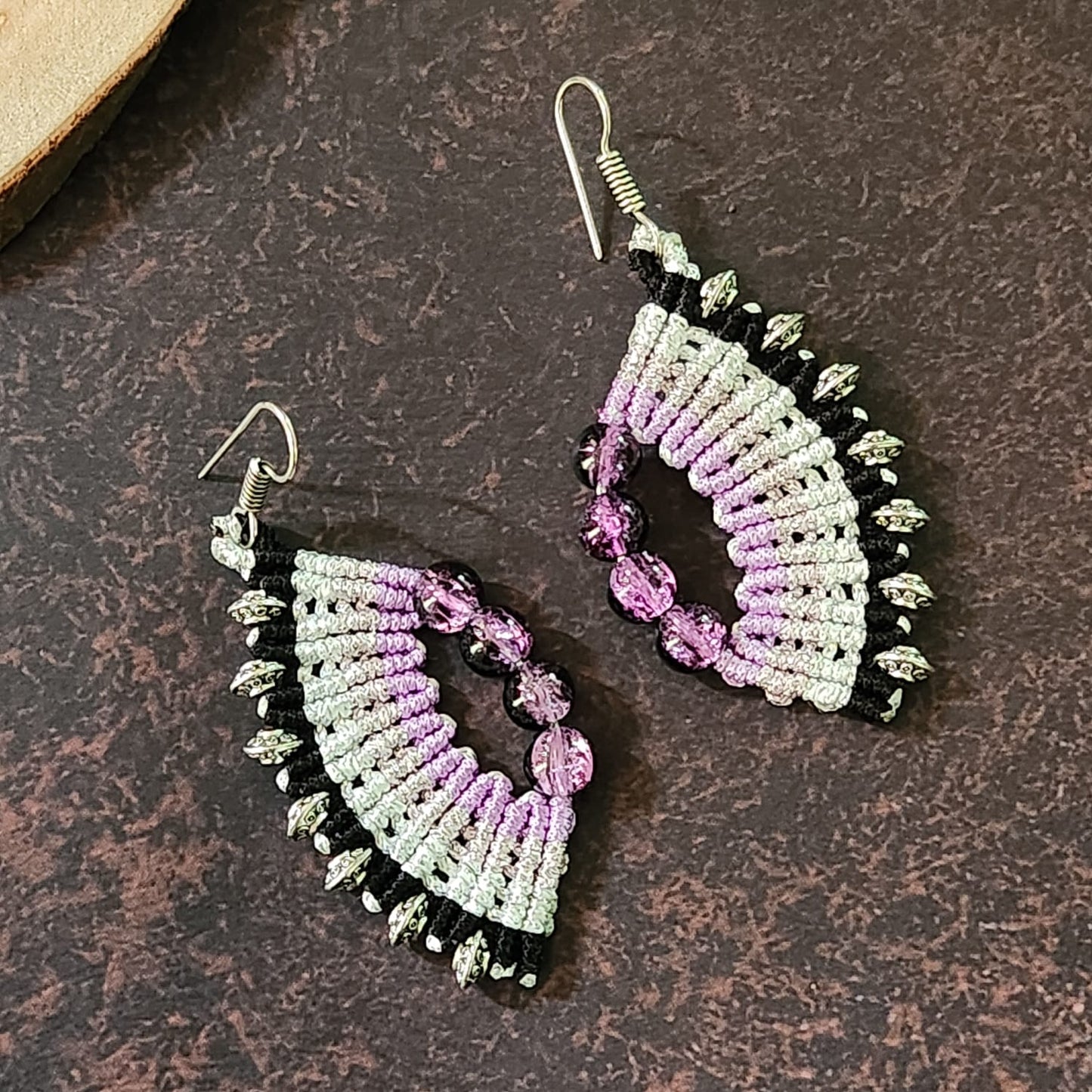 Aru purple macrame earrings