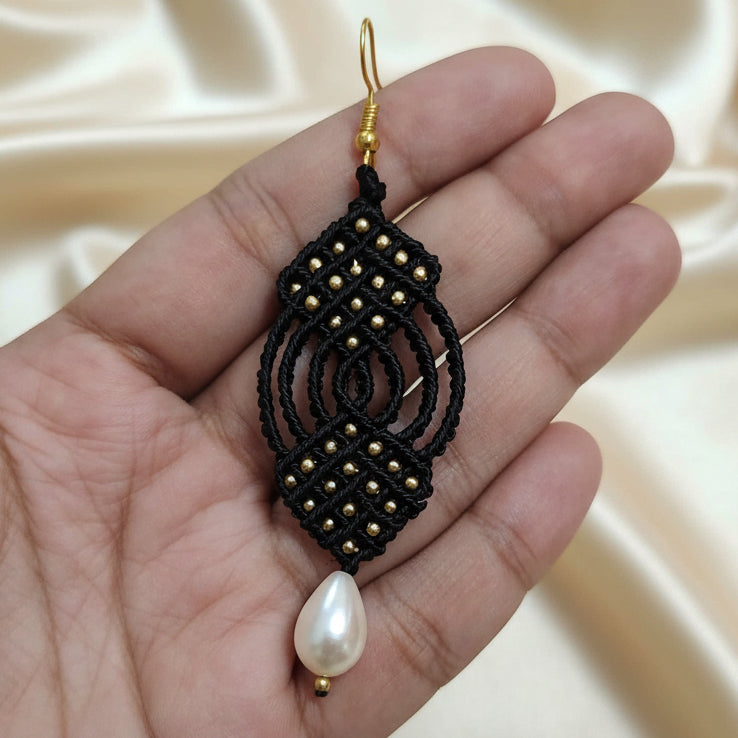 pearl earrings black gold earrings dailywear earrings for office dangler earrings pearl drops bead earrings
