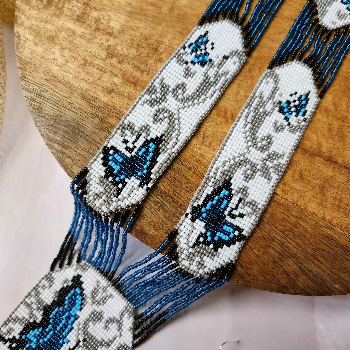 blue butterfly bead necklace set layered necklace butterfly pattern native american design necklace for office wear party wear wedding haldi mehndi sangeet jewellery