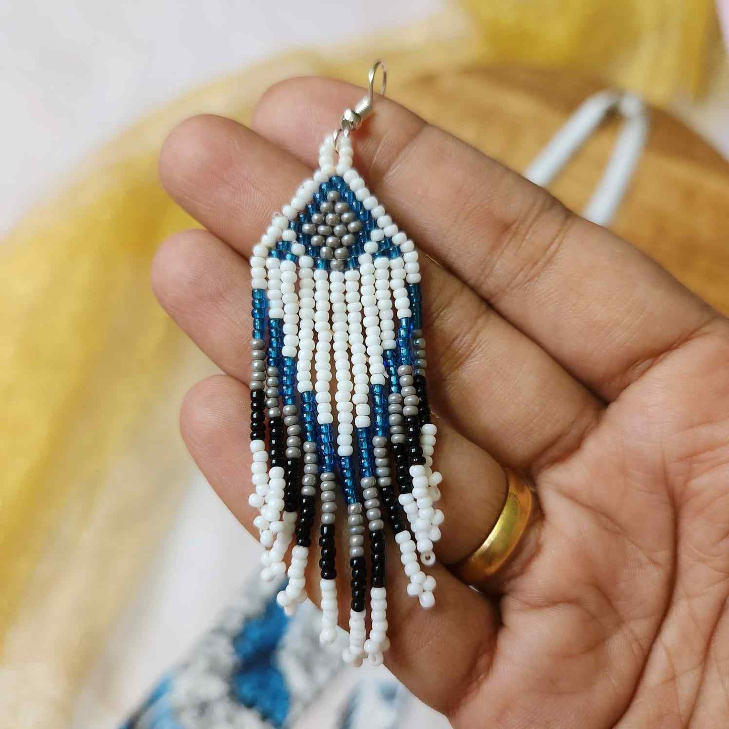 blue butterfly bead necklace set layered necklace butterfly pattern native american design necklace for office wear party wear wedding haldi mehndi sangeet jewellery