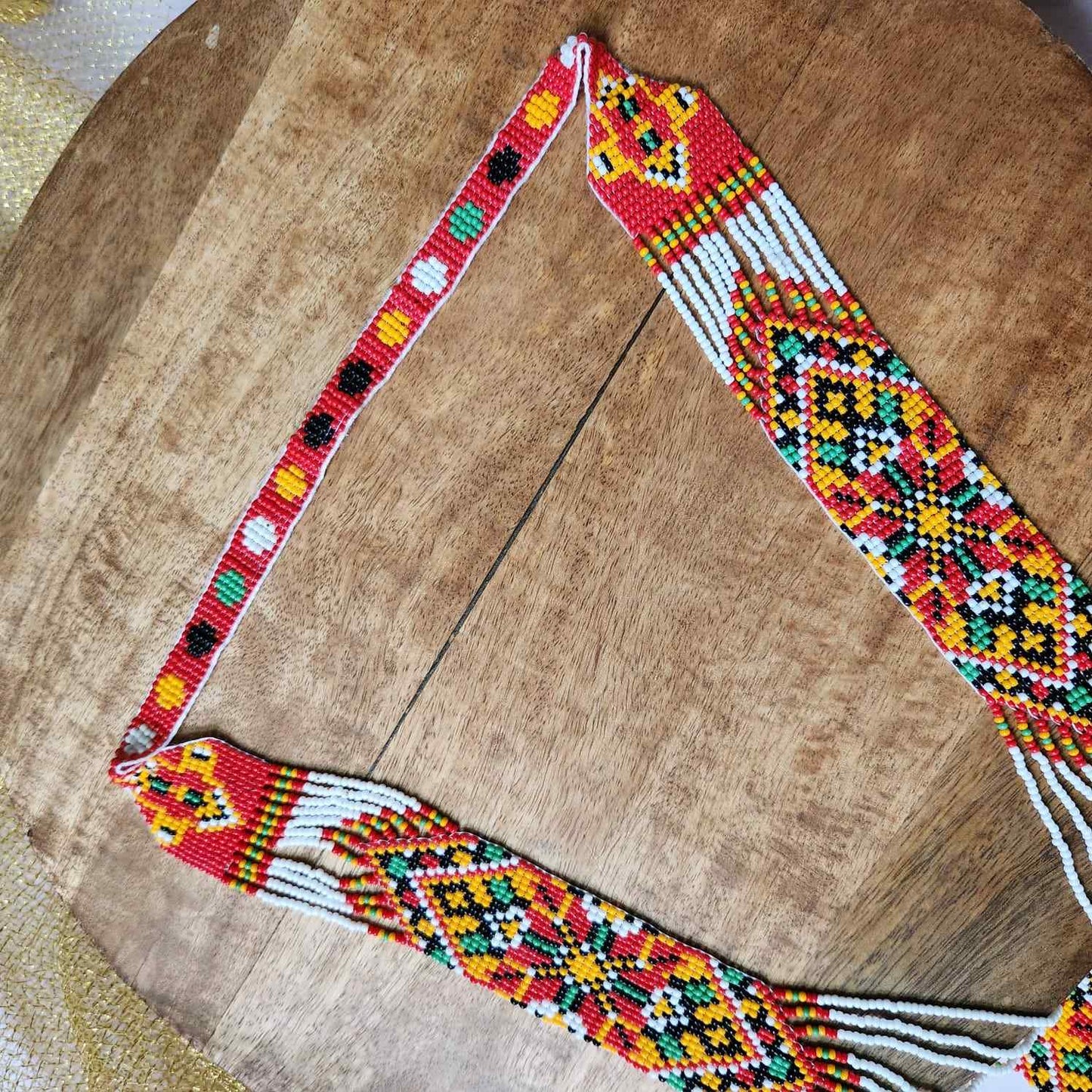 geometric bead necklace set orange yellow green necklace for haldi shaadi mehndi sangeet independence day