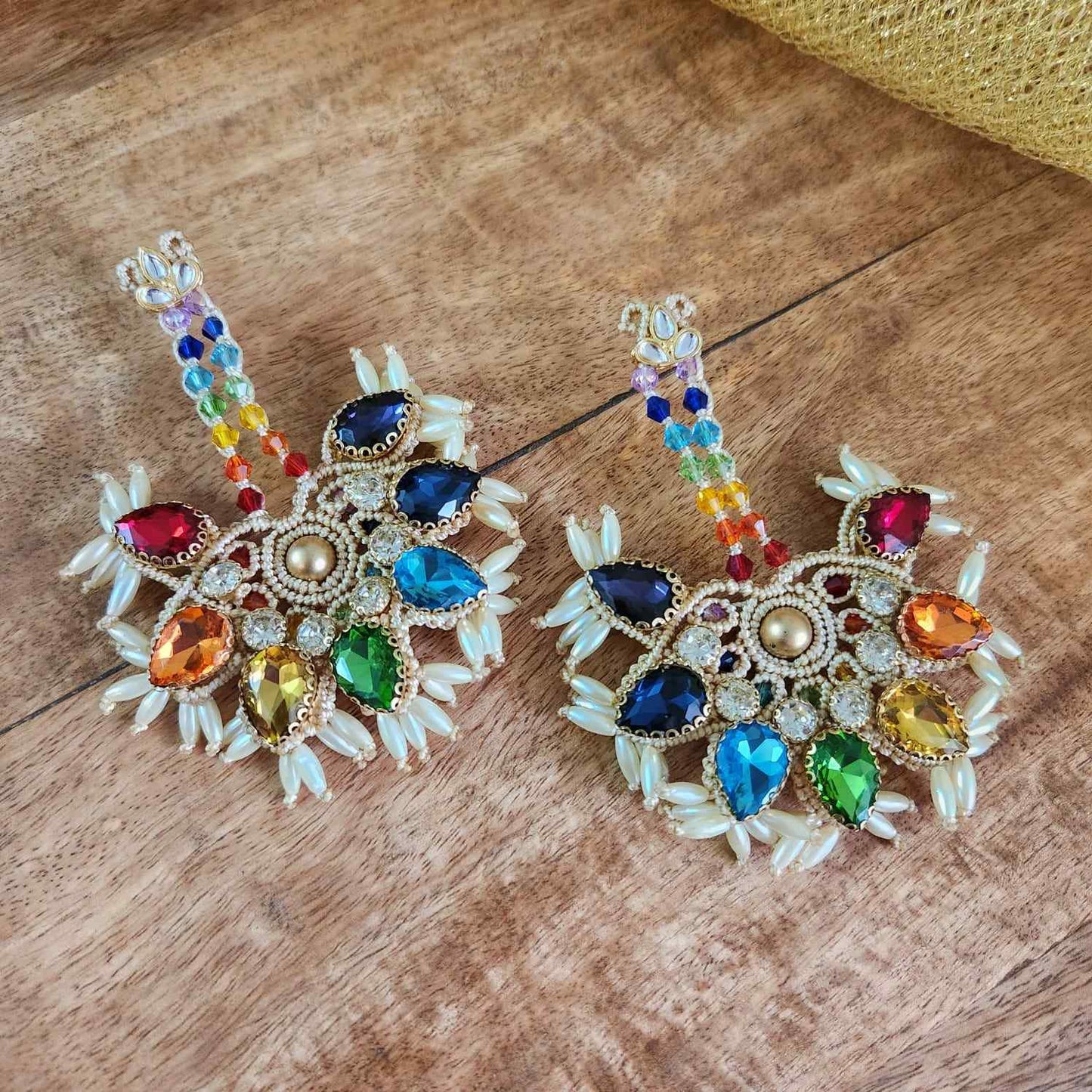 rainbow coloured jewellery necklace set stone necklace crystal jewellery pearl necklace statement earrings