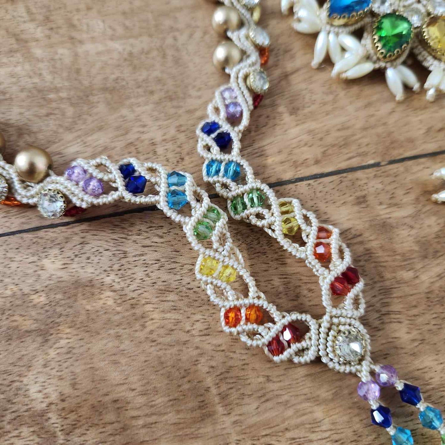 rainbow coloured jewellery necklace set stone necklace crystal jewellery pearl necklace statement earrings