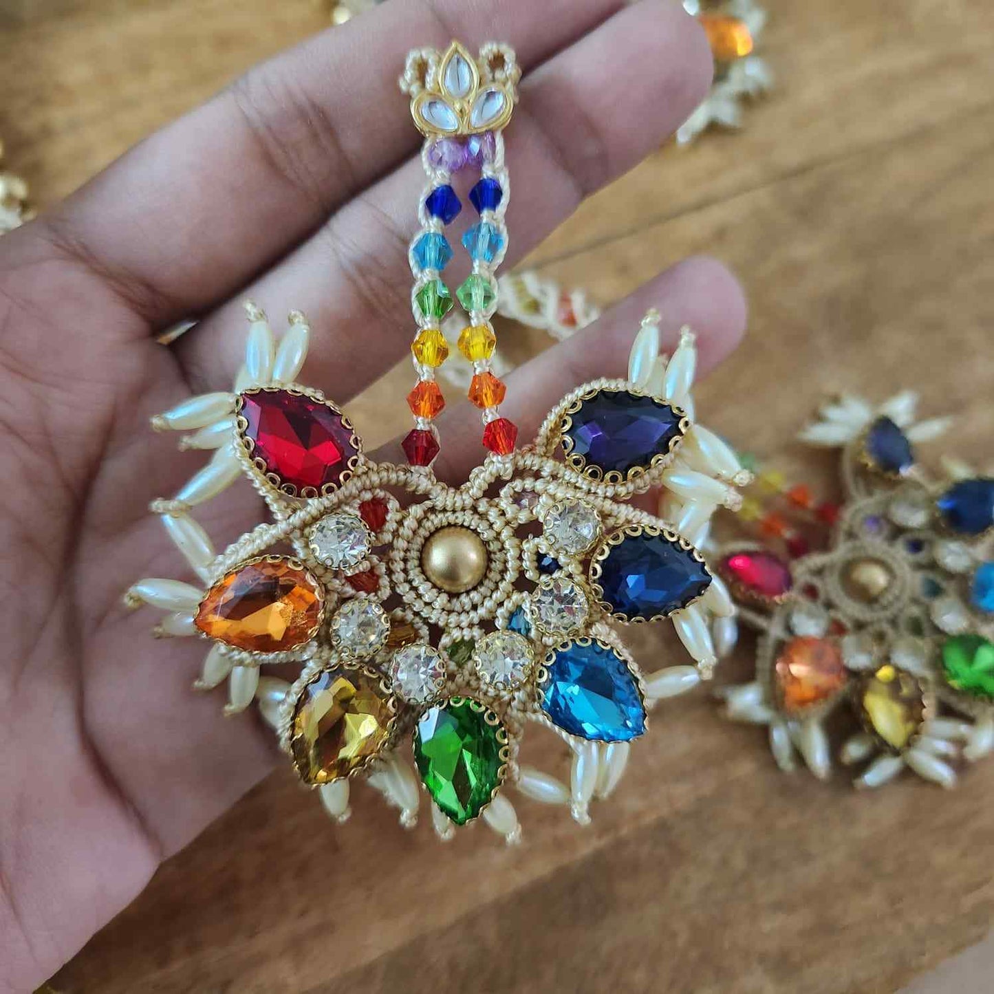 rainbow coloured jewellery necklace set stone necklace crystal jewellery pearl necklace statement earrings