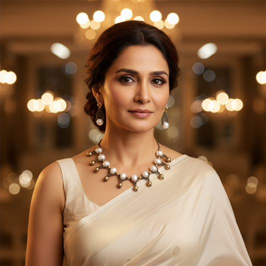 Dipta pearl macrame necklace set