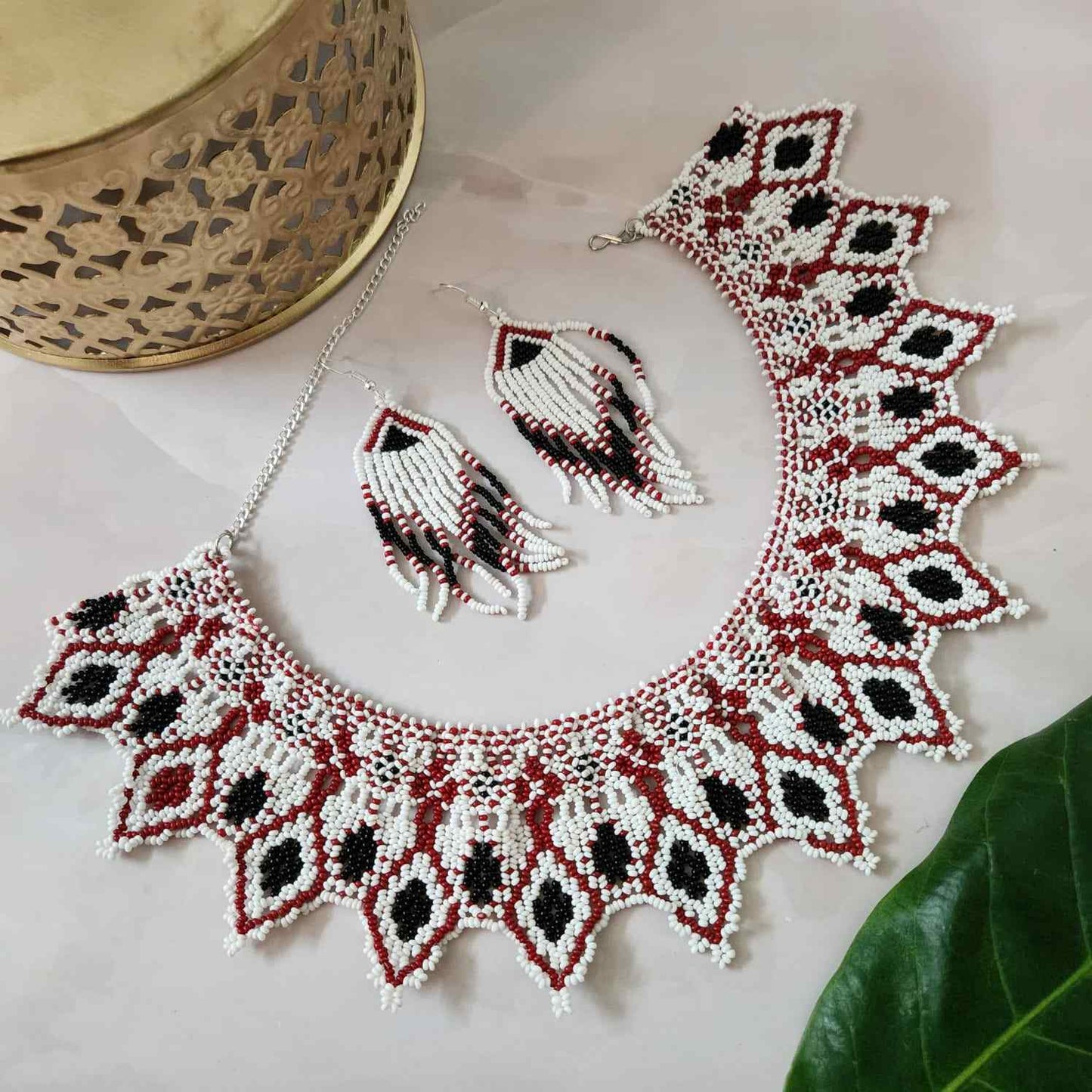 bib necklace bead jewellery diamond pattern black broad necklace choker bead necklace set dangler earrings party wear wedding wear grand necklace set jewellery