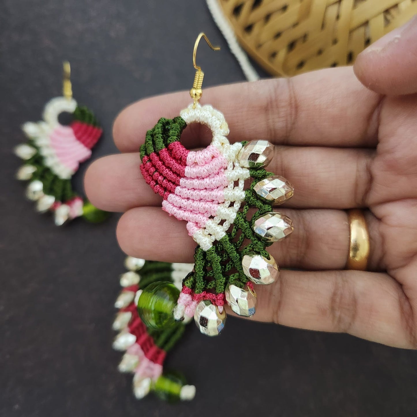 macrame pendant casual jewellery office wear formal jewellery for work daily wear necklace pendant chain earrings