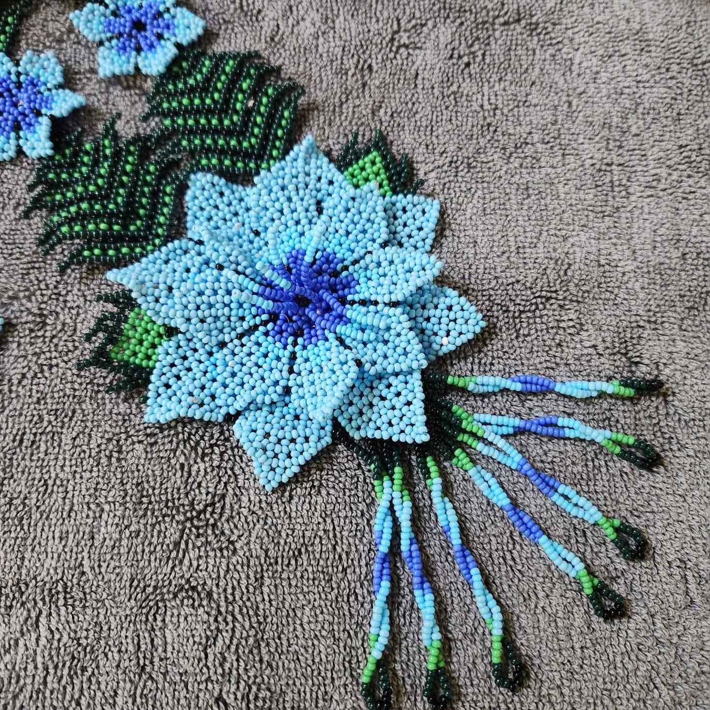 bead necklace flower necklace 3D necklace leaf green leaves haldi necklace set flower earrings blue necklace