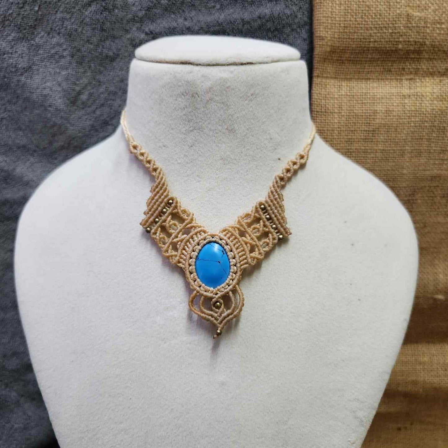 macrame necklace office wear necklace for work small statement necklace labradorite stone necklace bead necklace casual wear necklace for kurti saree