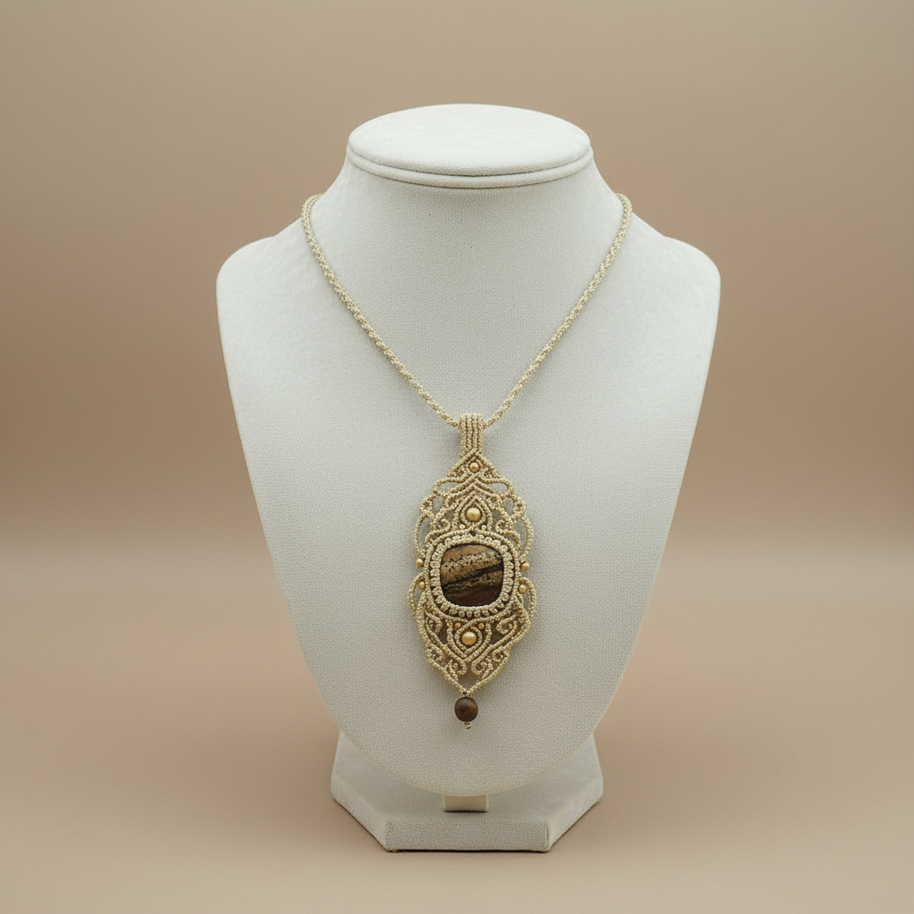 Janmantara macrame pendant necklace