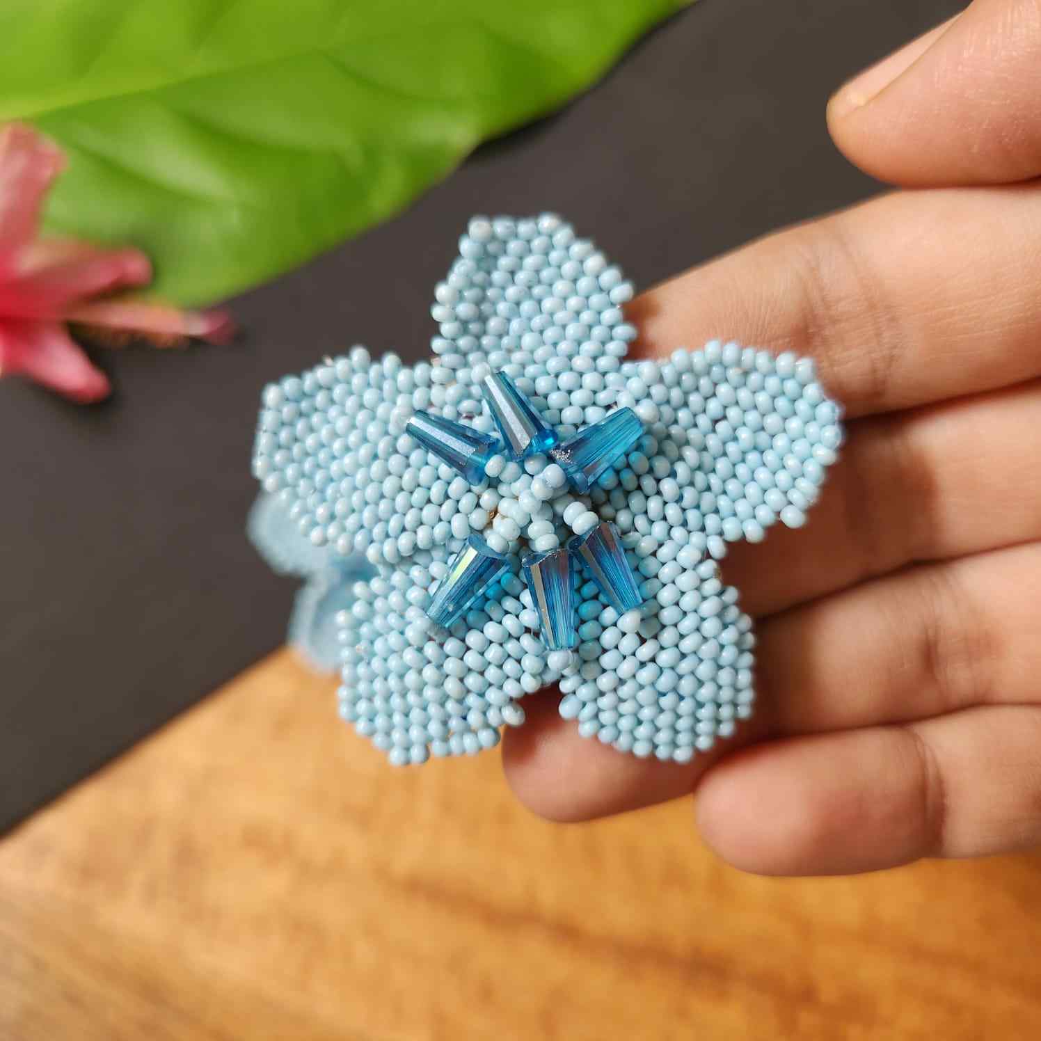 floral earrings for party wear earrings in blue seed beads stud earrings large earrings for saree lehenga wedding sangeet mehendi reception party earrings