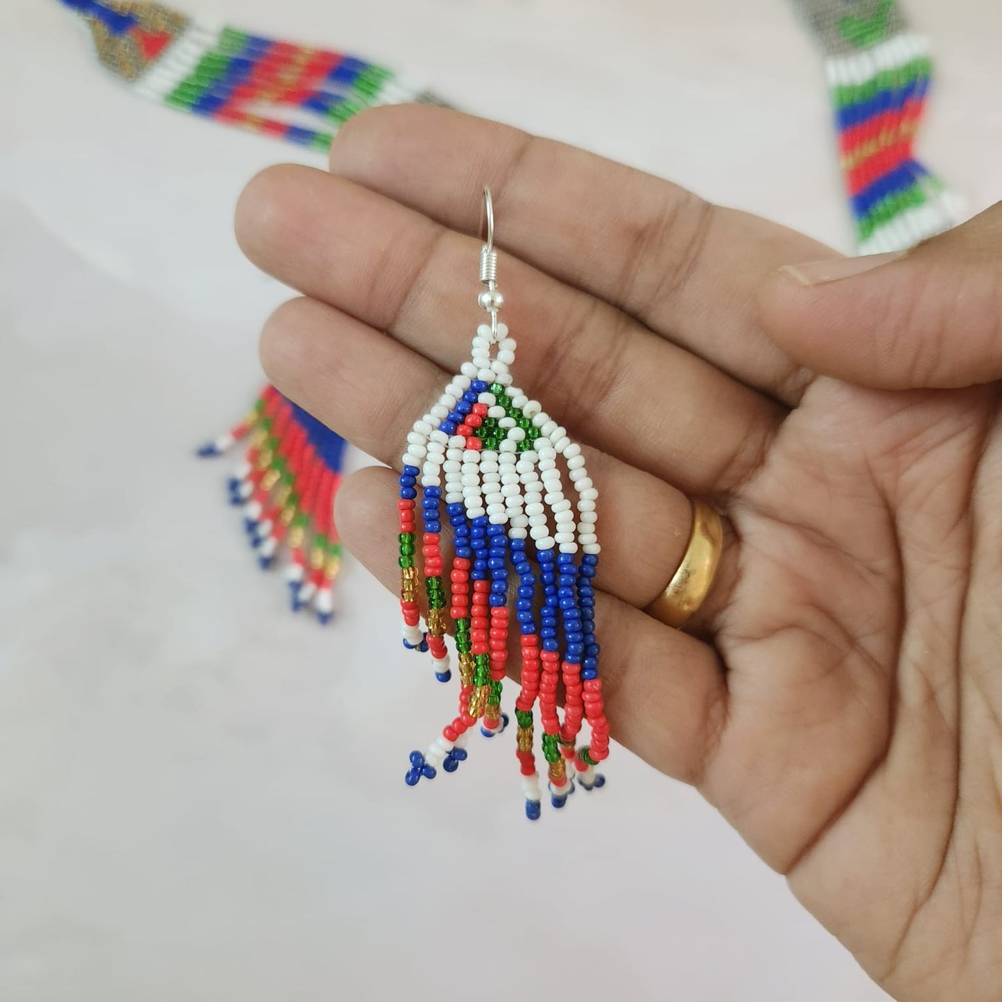 Mayil peacock beadloom necklace set