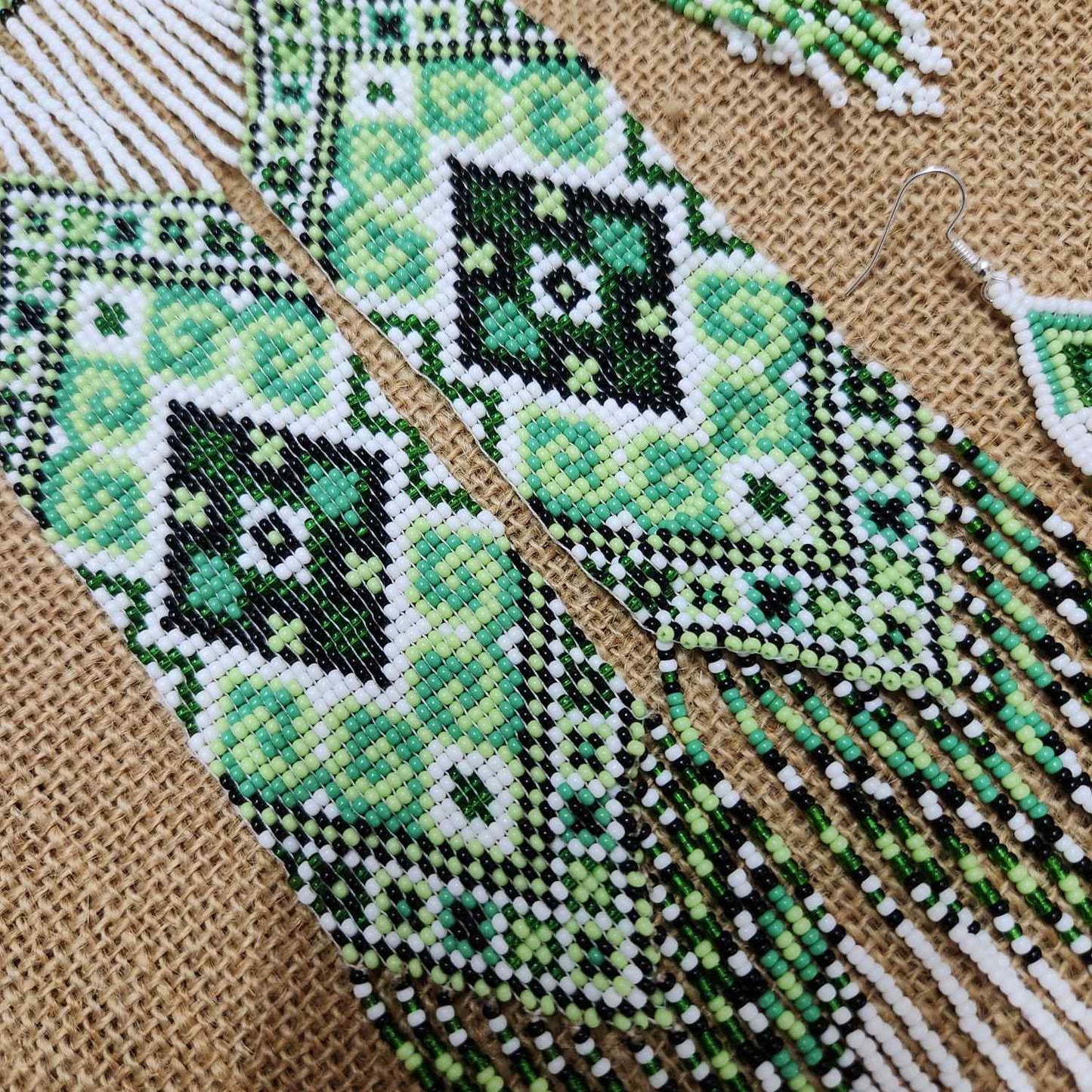 bead loom necklace long necklace layer necklace geometric design party necklace for saree formal wear statement necklace set