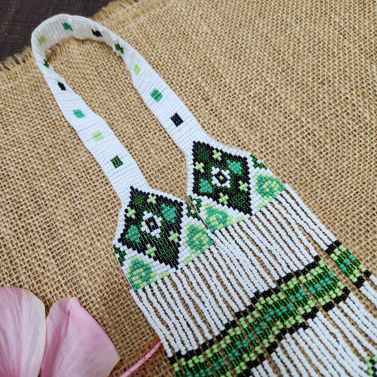 bead loom necklace long necklace layer necklace geometric design party necklace for saree formal wear statement necklace set