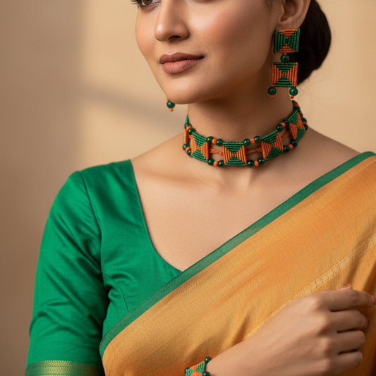 Mukkona macrame necklace set