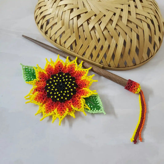 Murali Red Bead Floral Hair Clip