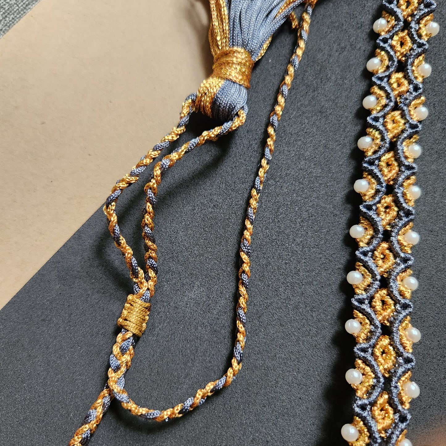 macrame statement choker necklace gold grey pearl necklace office wear jewellery metal free skin friendly necklace