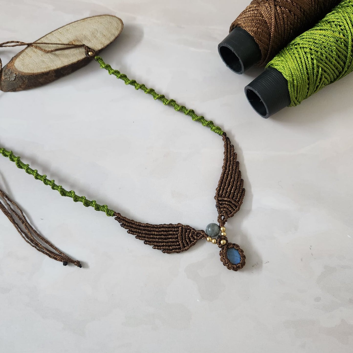 Paksha macrame statement necklace