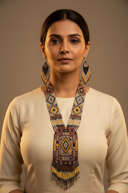 party wear necklace bead jewellery native american design navajo diamond pattern office wear for work wedding wear for mehendi sangeet reception engagement