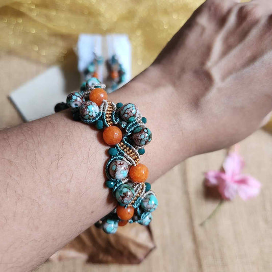 Rosika micro macrame earrings bracelet set