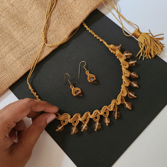 Rupa gold macrame necklace set