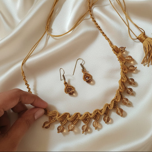 Rupa gold macrame necklace set