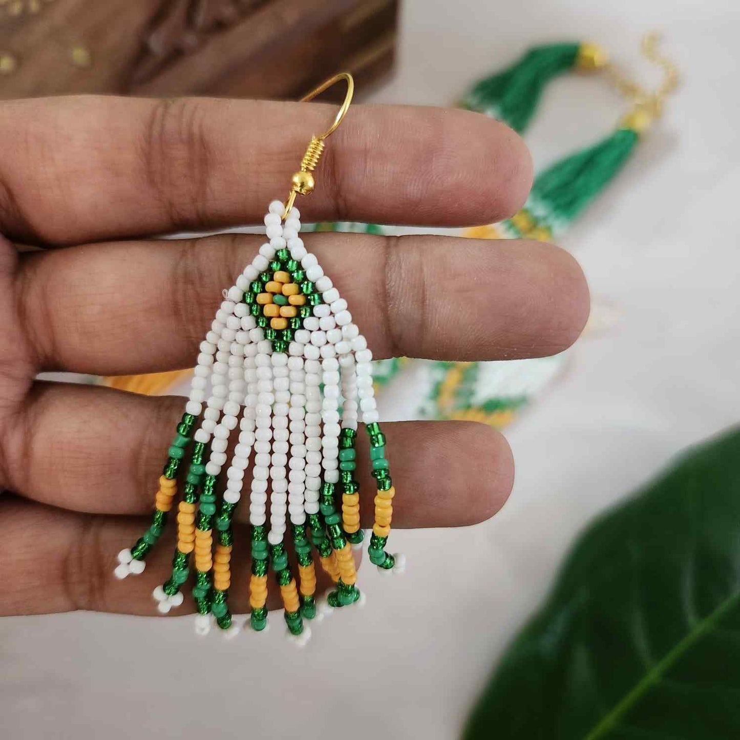 festive bead necklace set yellow green necklace set office wear casual wear party for wedding wear conservative jewellery design