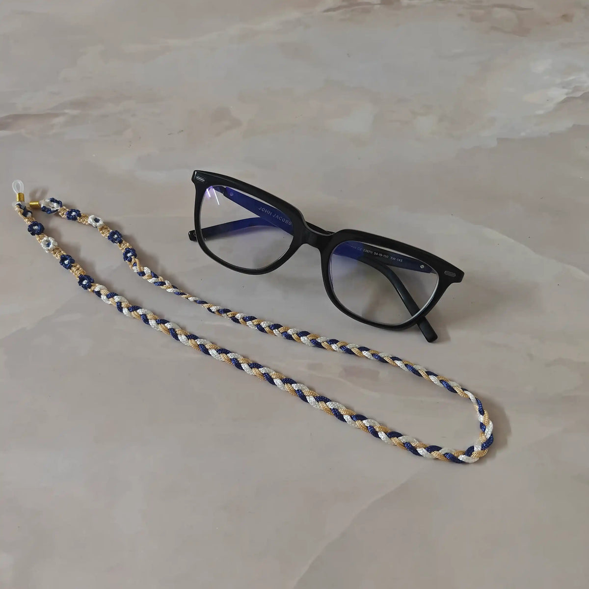 Saritha blue macrame spectacle chain