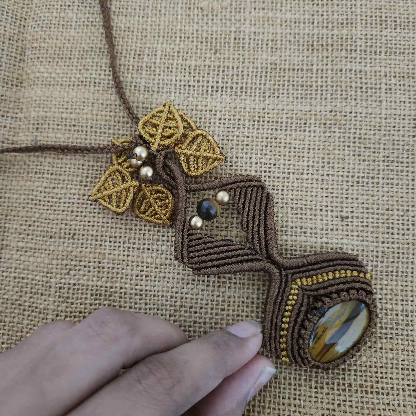 Shankari macrame pendant necklace