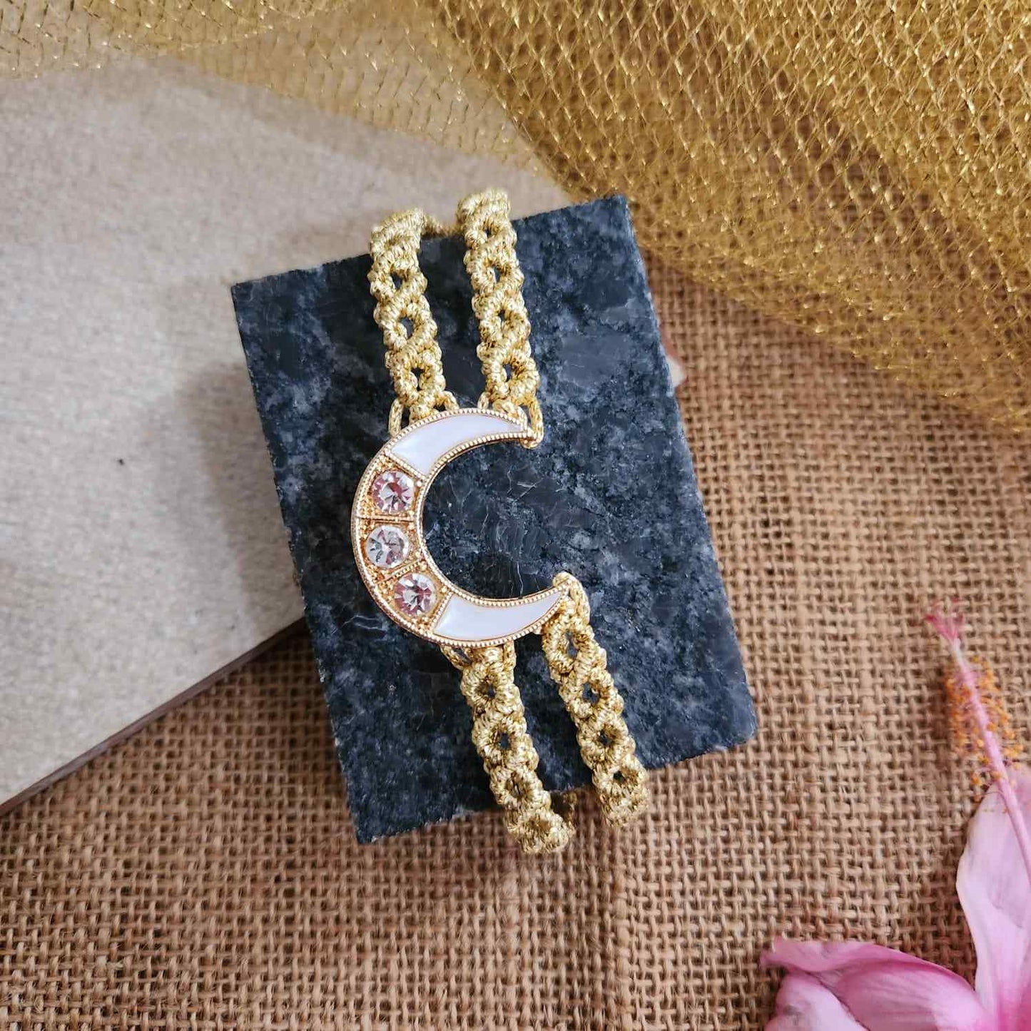 crescent moon necklace set party wear necklace formal wear jewellery for office work wedding jewellery gift for mom her gold jewellery bracelet
