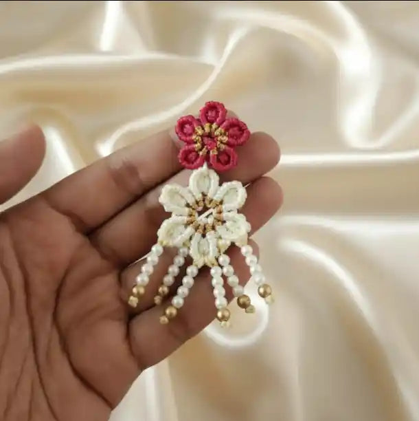 Smrithi pink macrame stud earrings
