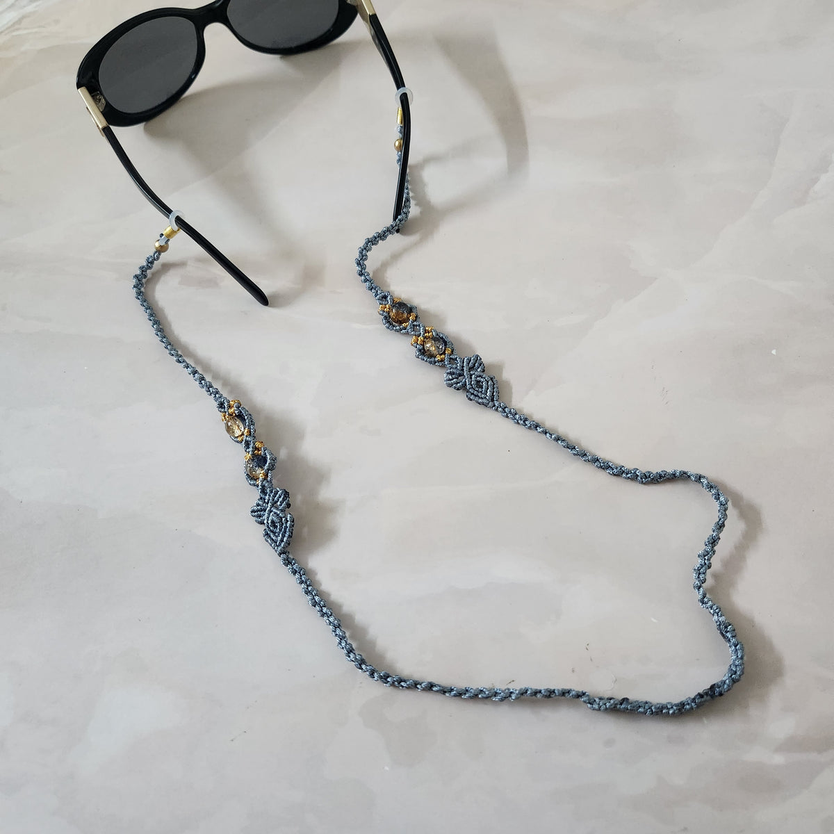 Spurthi grey macrame spectacle chain