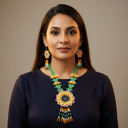 Tirangi floral bead necklace set