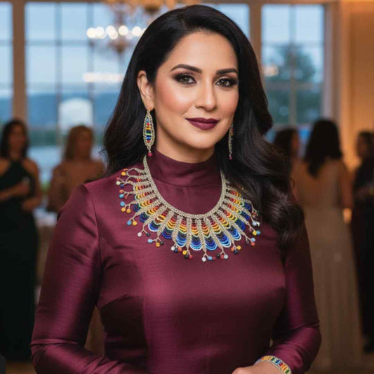 Nika rainbow bead necklace set