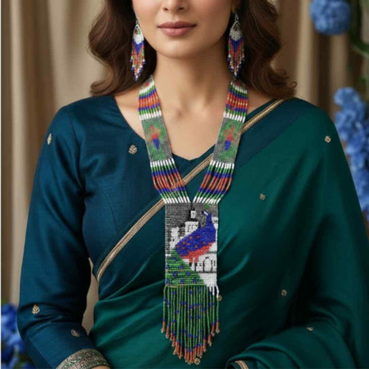 Mayil peacock beadloom necklace set