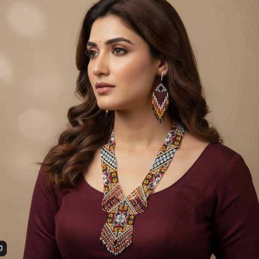 Shatranj beadloom necklace set