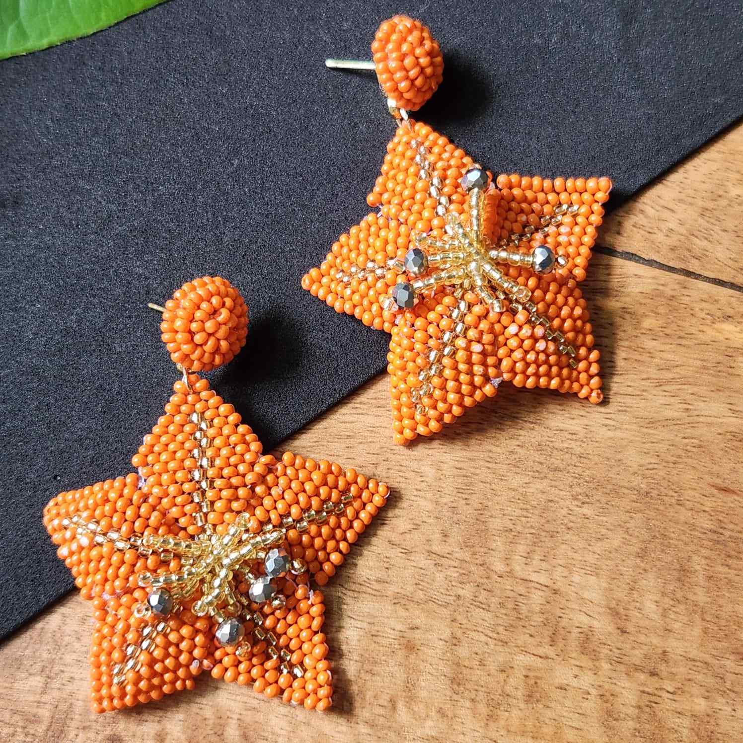 floral earrings for party wear earrings in cream gold seed beads star earrings stud danglers large earrings for saree lehenga wedding sangeet mehendi reception party earrings