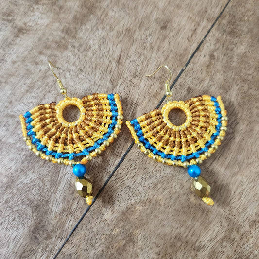 Varna yellow macrame dangler earrings