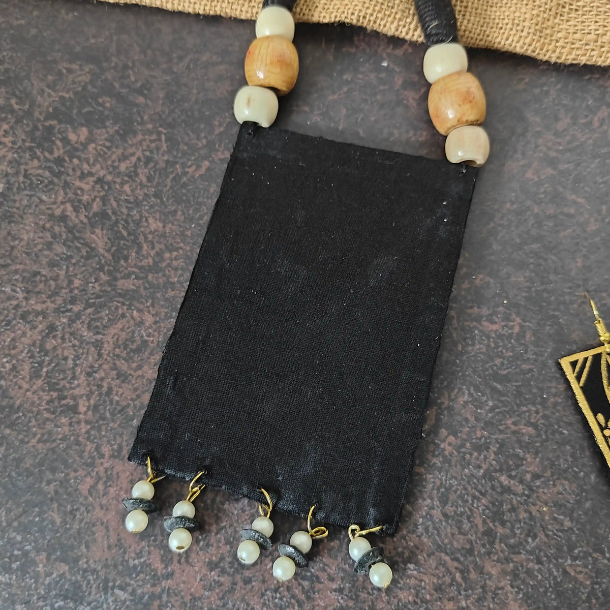 Vastrika black fabric necklace set