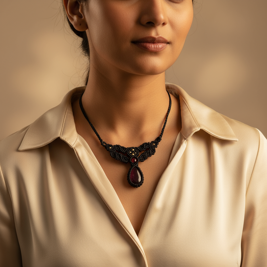 Vasundara macrame statement necklace