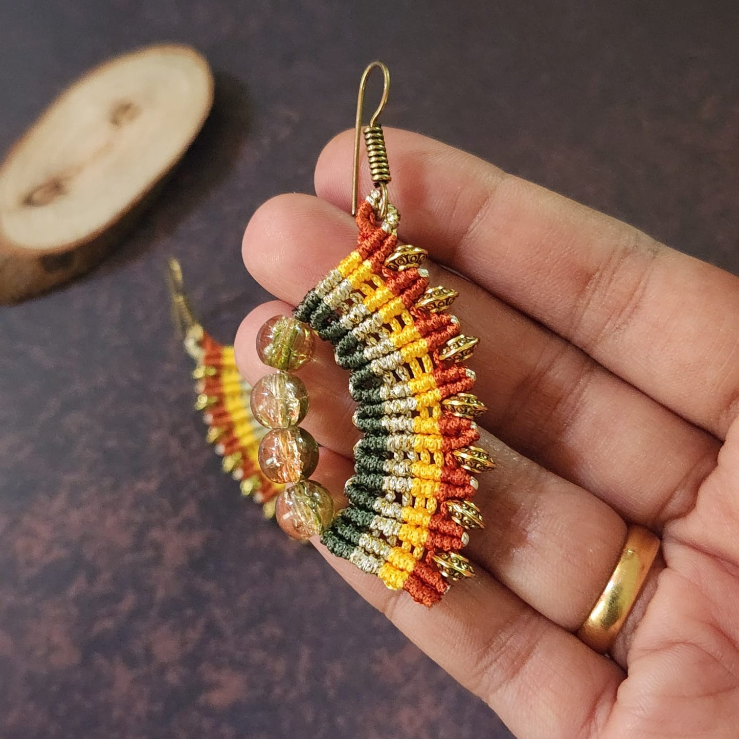 Aru rust macrame earrings