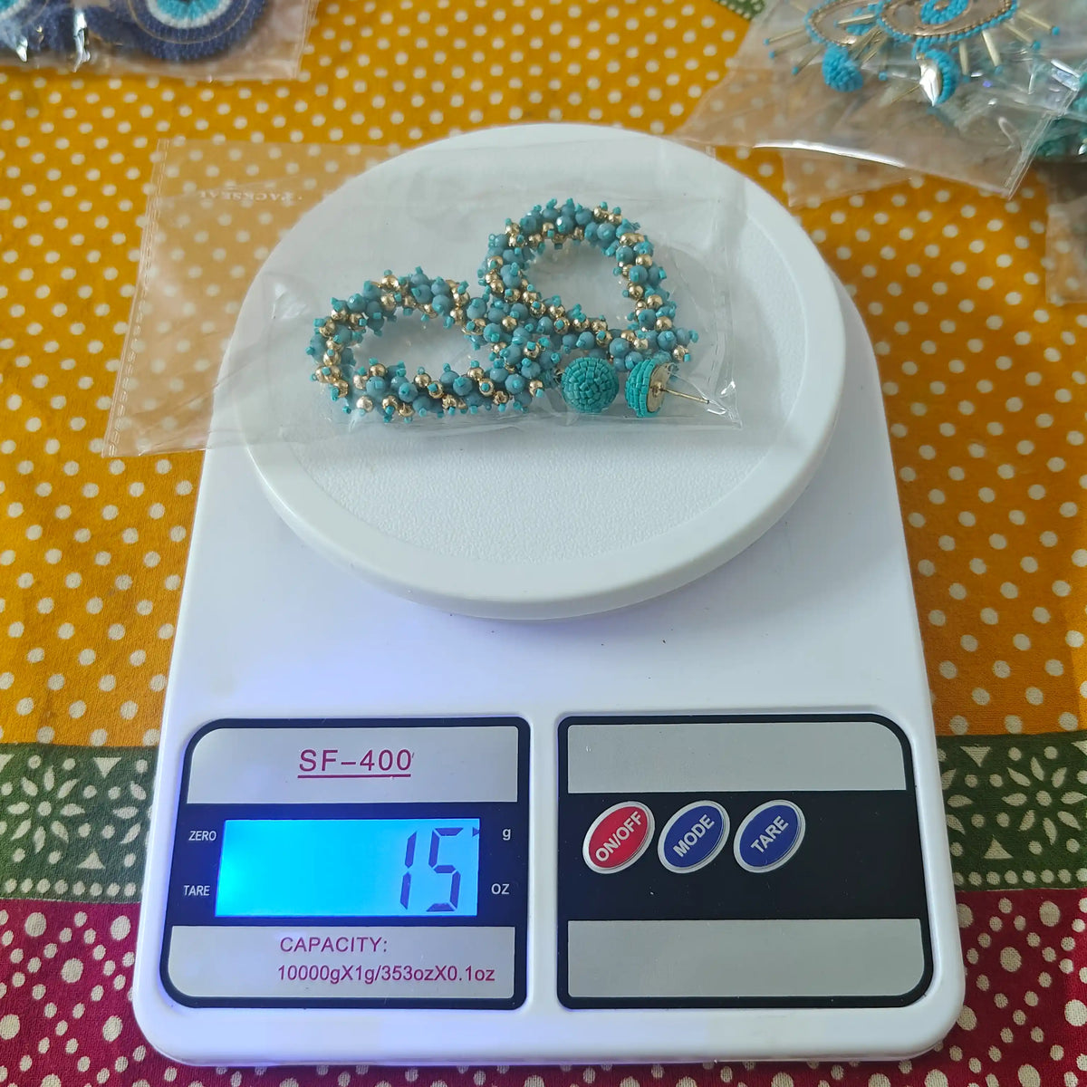 Dhatri blue bead earrings