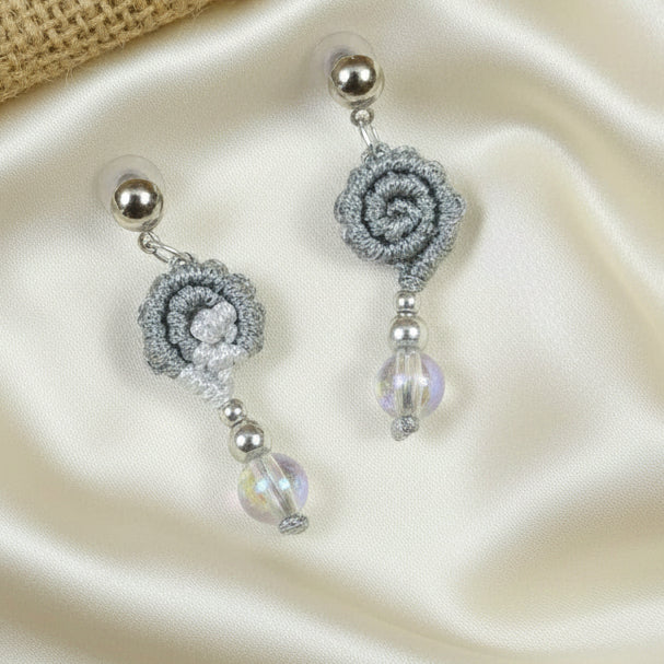 macrame necklace stud earrings stone necklace grey necklace neutral colour jewellery statement necklace