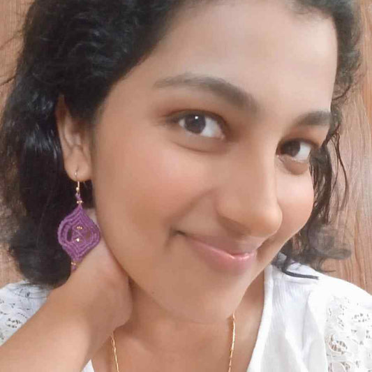 macrame earrings purple earrings gift for her festival gifting birthday gift anniversary gift return gift working woman