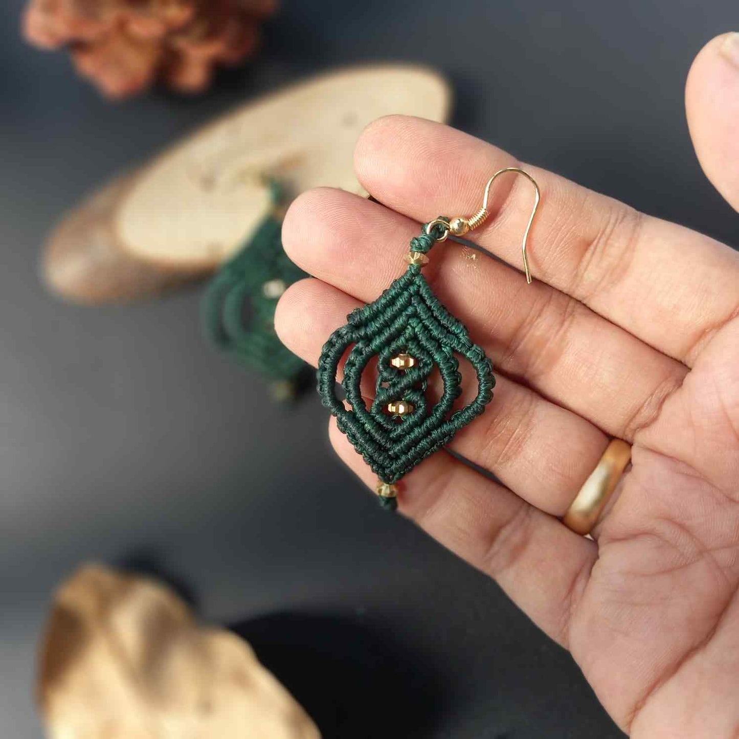 macrame earrings green earrings gift for her festival gifting birthday gift anniversary gift return gift working woman