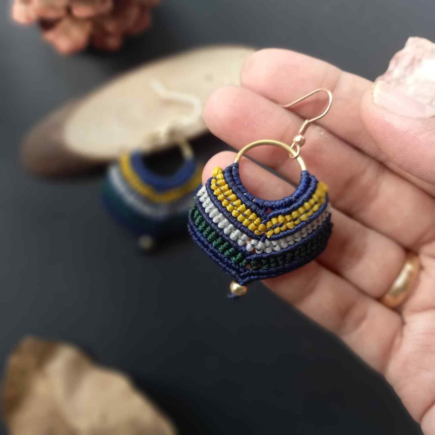 macrame earrings blue earrings gift for her festival gifting birthday gift anniversary gift return gift working woman