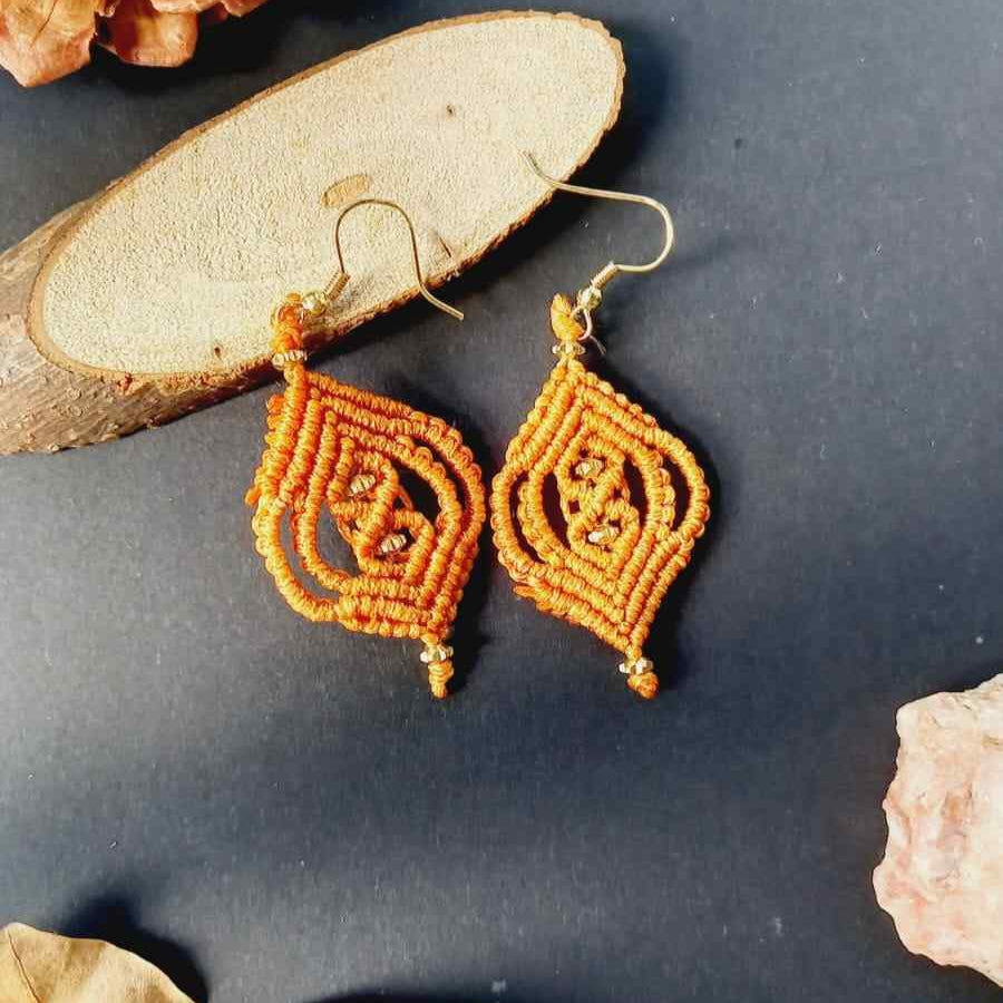Bhumi ochre macrame earrings