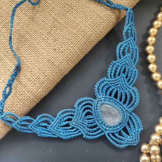 bead macrame necklace stone pendant stone necklace office wear jewellery macrame pendant necklace