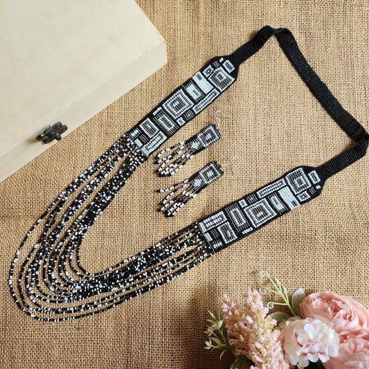 white black geometric necklace formal necklace party necklace function wedding mehendi sangeet gift for her